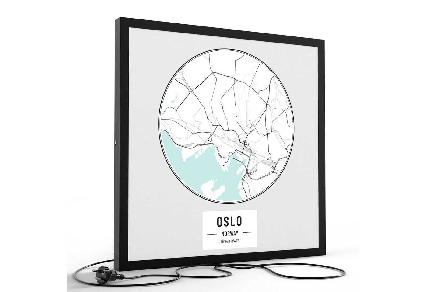 DEQORI LED-Bild 'Stadtplan Oslo', (1 St), LED Lampe Leuchte Leuchtbild Bild beleuchtet Deckenleuchte Wandlampe von DEQORI