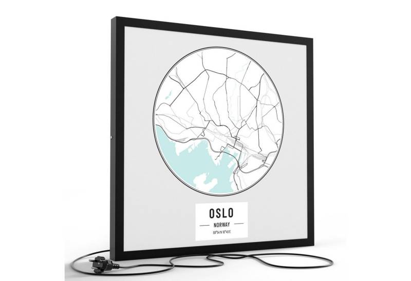 DEQORI LED-Bild 'Stadtplan Oslo', (1 St), LED Lampe Leuchte Leuchtbild Bild beleuchtet Deckenleuchte Wandlampe von DEQORI