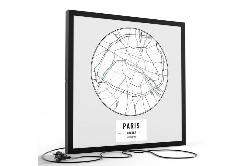 DEQORI LED-Bild 'Stadtplan Paris', (1 St), LED Lampe Leuchte Leuchtbild Bild beleuchtet Deckenleuchte Wandlampe von DEQORI