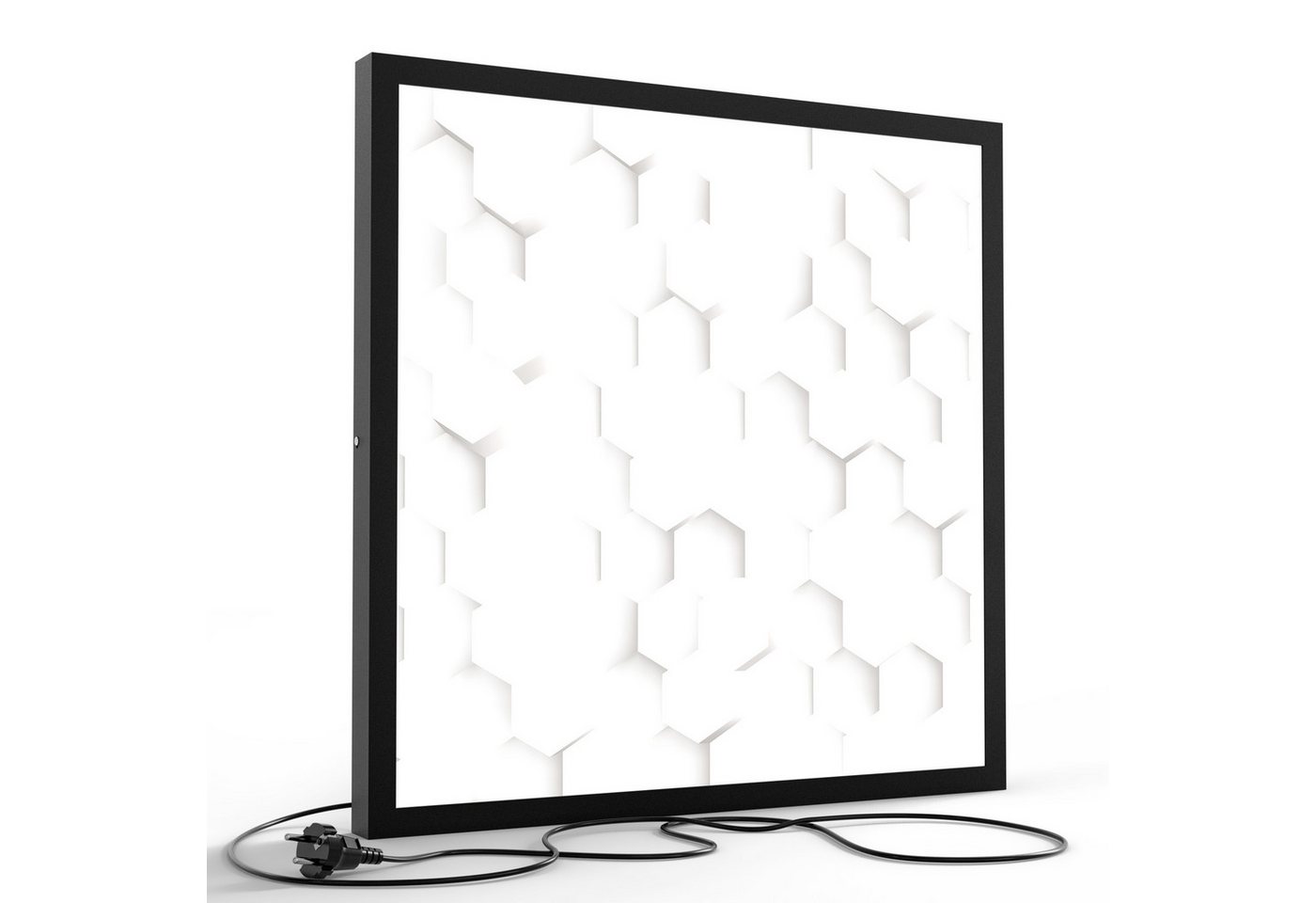 DEQORI LED-Bild 'Weiße 3D-Waben', (1 St), LED Lampe Leuchte Leuchtbild Bild beleuchtet Deckenleuchte Wandlampe von DEQORI