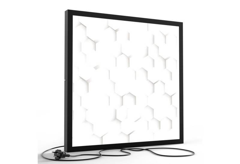 DEQORI LED-Bild 'Weiße 3D-Waben', (1 St), LED Lampe Leuchte Leuchtbild Bild beleuchtet Deckenleuchte Wandlampe von DEQORI