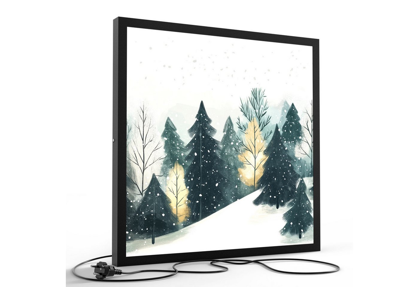 DEQORI LED-Bild 'Winterruhe im Tannenwald', (1 St), LED Lampe Leuchte Leuchtbild Bild beleuchtet Deckenleuchte Wandlampe von DEQORI