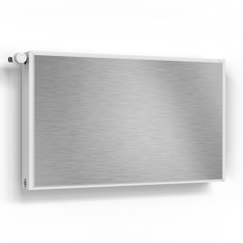DEQORI Magnetfolie für Heizung 100x60 cm | Motiv Gebürsteter Stahl | dekorative Magnetmatte Heizkörper Schutz Verkleidung | Magnet Deko-Folie selbstklebend, magnetisch & wasserabweisend von DEQORI