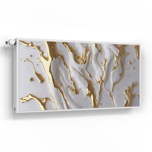 DEQORI Magnetfolie für Heizung 120x60 cm | Motiv Goldene Fließkraft | dekorative Magnetmatte Heizkörper Schutz Verkleidung | Magnet Deko-Folie selbstklebend, magnetisch & wasserabweisend von DEQORI