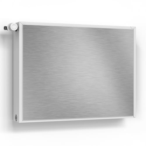 DEQORI Magnetfolie für Heizung 80x60 cm | Motiv Gebürsteter Stahl | dekorative Magnetmatte Heizkörper Schutz Verkleidung | Magnet Deko-Folie selbstklebend, magnetisch & wasserabweisend von DEQORI
