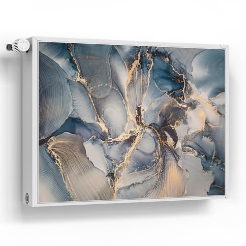DEQORI Magnetfolie für Heizung 80x60 cm | Motiv Marmor-Farbspiel mit Gold | dekorative Magnetmatte Heizkörper Schutz Verkleidung | Magnet Deko-Folie selbstklebend, magnetisch & wasserabweisend von DEQORI