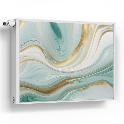 DEQORI Magnetfolie für Heizung 80x60 cm | Motiv Smaragdfarbene Wogen | dekorative Magnetmatte Heizkörper Schutz Verkleidung | Magnet Deko-Folie selbstklebend, magnetisch & wasserabweisend von DEQORI