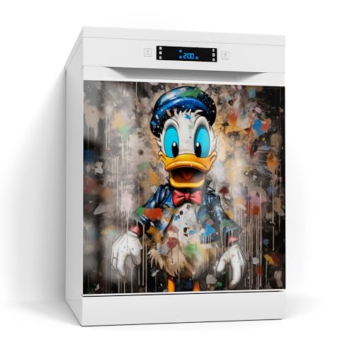 DEQORI Magnetfolie für Spülmaschine 60x60 cm | Motiv Bunter Entencharakter | dekorative Magnetmatte Geschirrspüler Schutz | Magnet Deko-Folie selbstklebend, magnetisch & beschreibbar von DEQORI