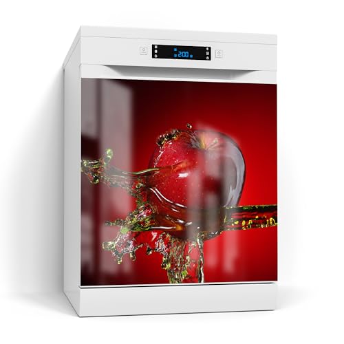 DEQORI Magnetfolie für Spülmaschine 60x60 cm | Motiv Flüssigkeit trifft Apfel | dekorative Magnetmatte Geschirrspüler Schutz | Magnet Deko-Folie selbstklebend, magnetisch & beschreibbar von DEQORI