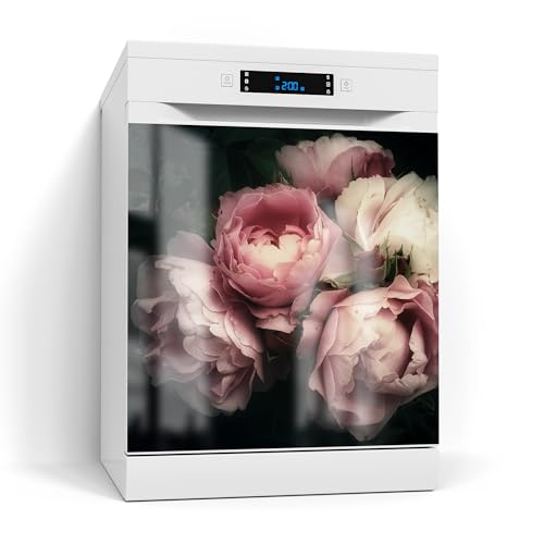 DEQORI Magnetfolie für Spülmaschine 60x60 cm | Motiv Nostalgische Blüte | dekorative Magnetmatte Geschirrspüler Schutz | Magnet Deko-Folie selbstklebend, magnetisch & beschreibbar von DEQORI