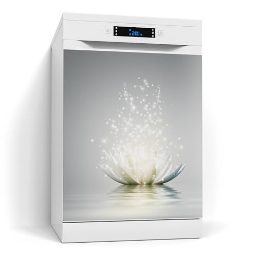 DEQORI Magnetfolie für Spülmaschine 60x70 cm | Motiv Funkelnde Lotusblüte | dekorative Magnetmatte Geschirrspüler Schutz | Magnet Deko-Folie selbstklebend, magnetisch & wasserabweisend von DEQORI