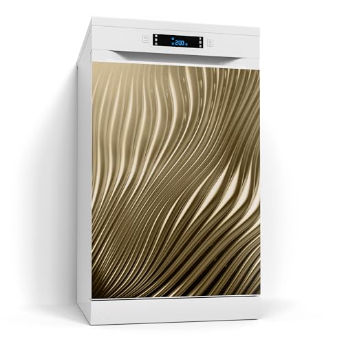 DEQORI Magnetfolie für Spülmaschine 60x80 cm | Motiv Goldenes Rillendesign | dekorative Magnetmatte Geschirrspüler Schutz | Magnet Deko-Folie selbstklebend, magnetisch & wasserabweisend von DEQORI