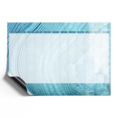 DEQORI Magnetfolie universal 59x42 cm (A2) | Motiv Jahresplaner 2 Blau (DE) | Magnet Magnetmatte Kühlschrank | magnetisch beschreibbar Wochenplaner & Haushaltsplaner | Magnet-Schild Einkaufsliste von DEQORI