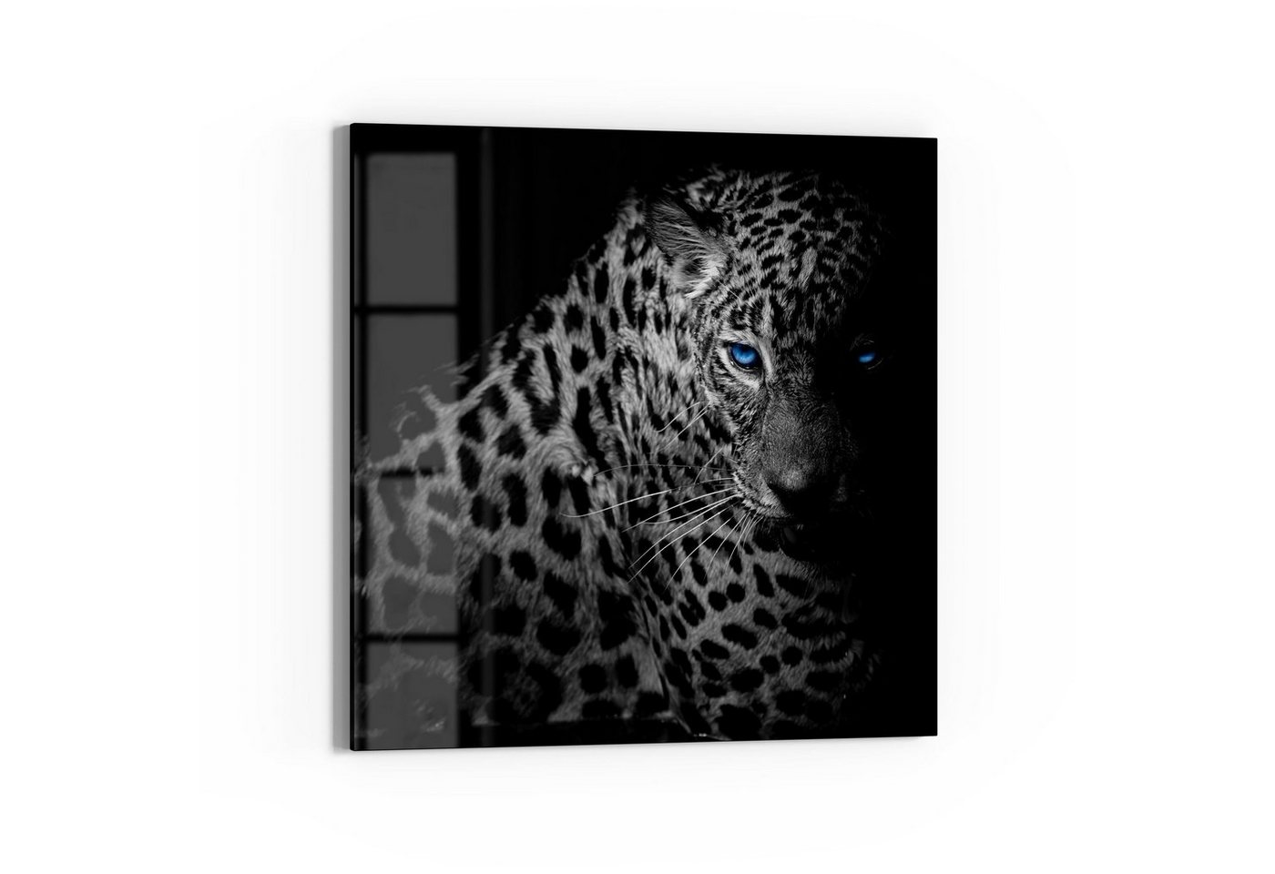 DEQORI Magnettafel 'Leopard mit blauen Augen', Whiteboard Pinnwand beschreibbar von DEQORI