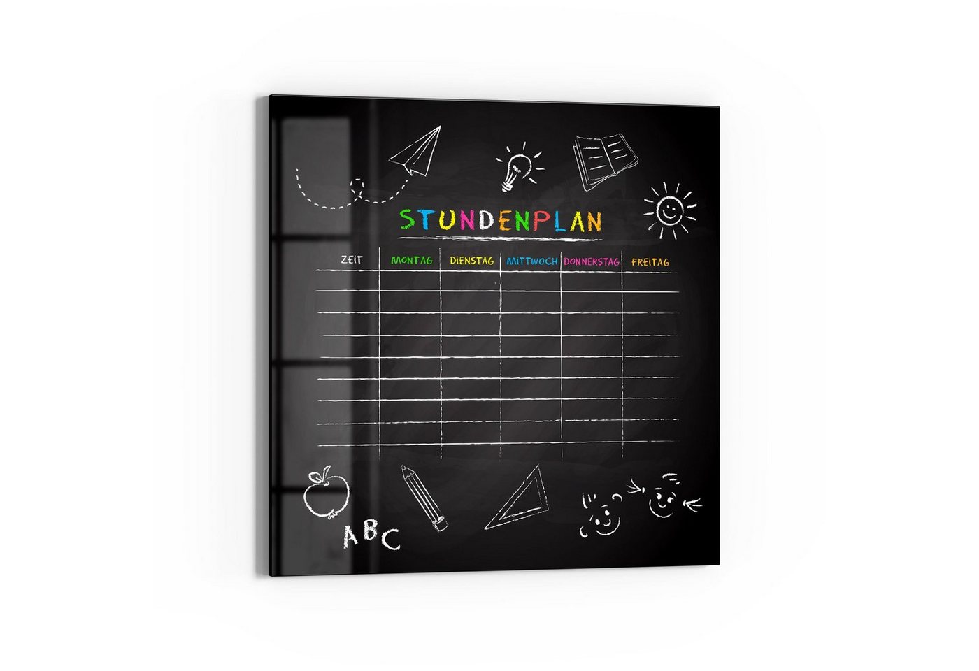 DEQORI Magnettafel 'Vorlage: Stundenplan', Whiteboard Pinnwand beschreibbar von DEQORI