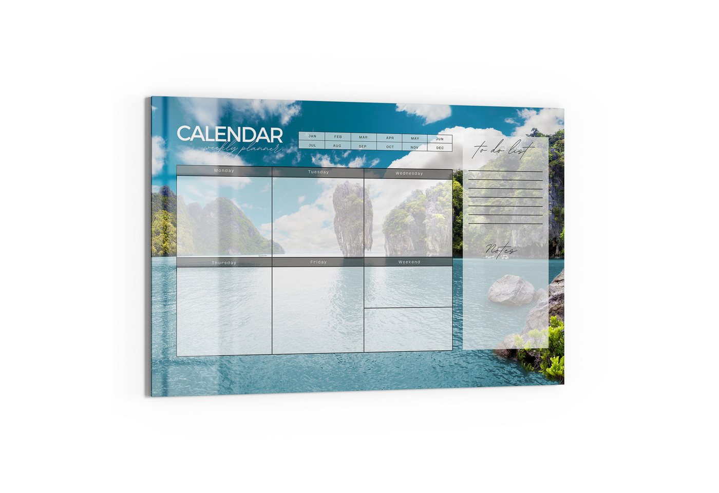 DEQORI Magnettafel 'Wochenplaner Asien (EN)', Whiteboard Pinnwand beschreibbar von DEQORI