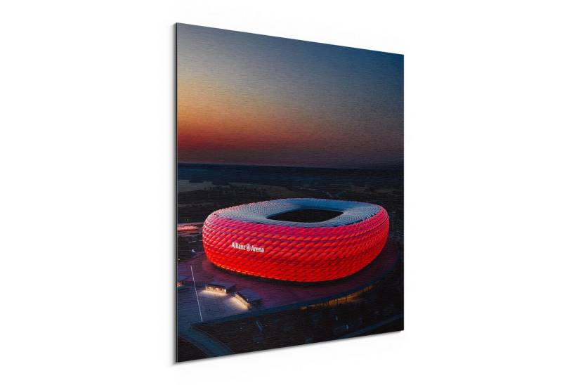 DEQORI Metallbild 'Allianz Arena, München', Alu Dibond Bild Aluminium Aluverbundplatte Design Wandbild Aludibond von DEQORI