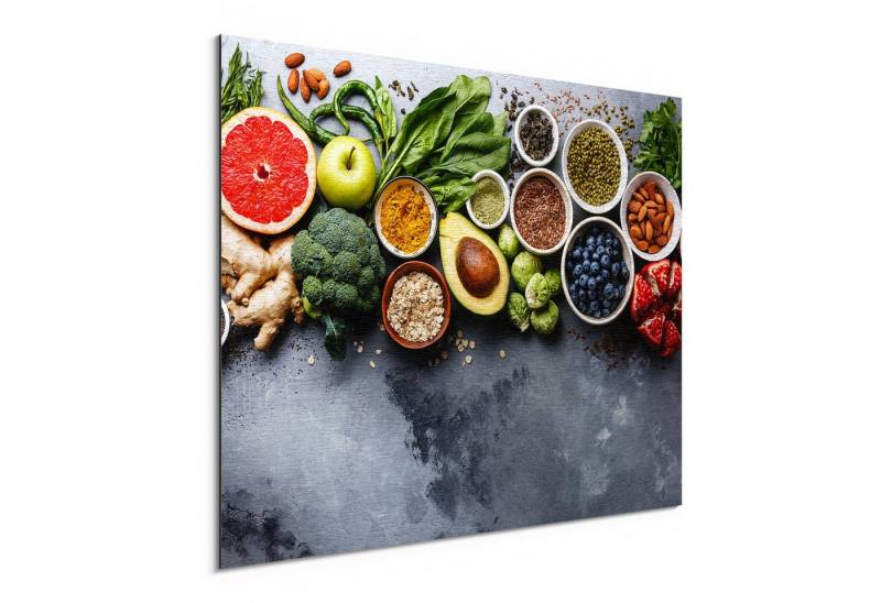 DEQORI Metallbild 'Auswahl an Superfood', Alu Dibond Bild Aluminium Aluverbundplatte Design Wandbild Aludibond DEQORI Metallbild 'Auswahl an Superfood', Alu Dibond Bild Aluminium Aluverbundplatte Design Wandbild Aludibond von DEQORI