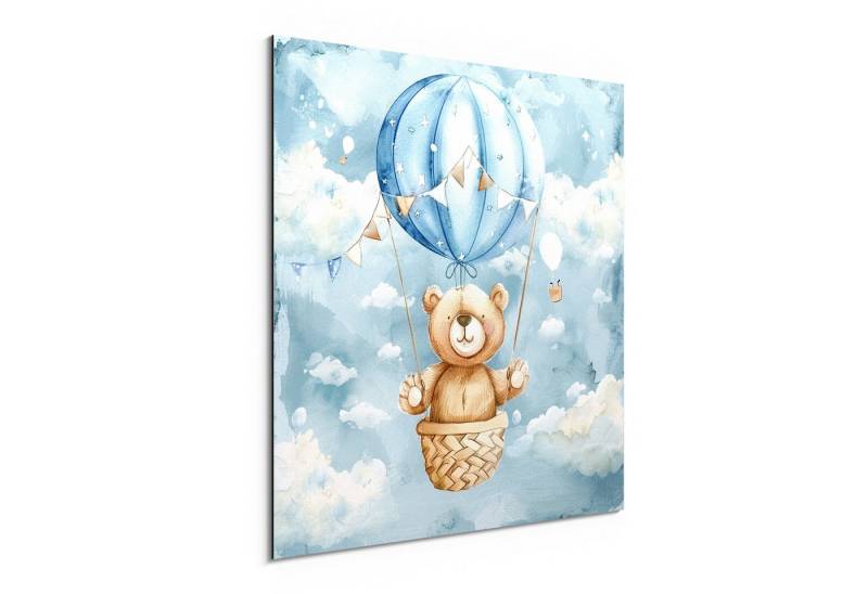DEQORI Metallbild 'Bärchen im Ballon', Alu Dibond Bild Aluminium Aluverbundplatte Design Wandbild Aludibond von DEQORI