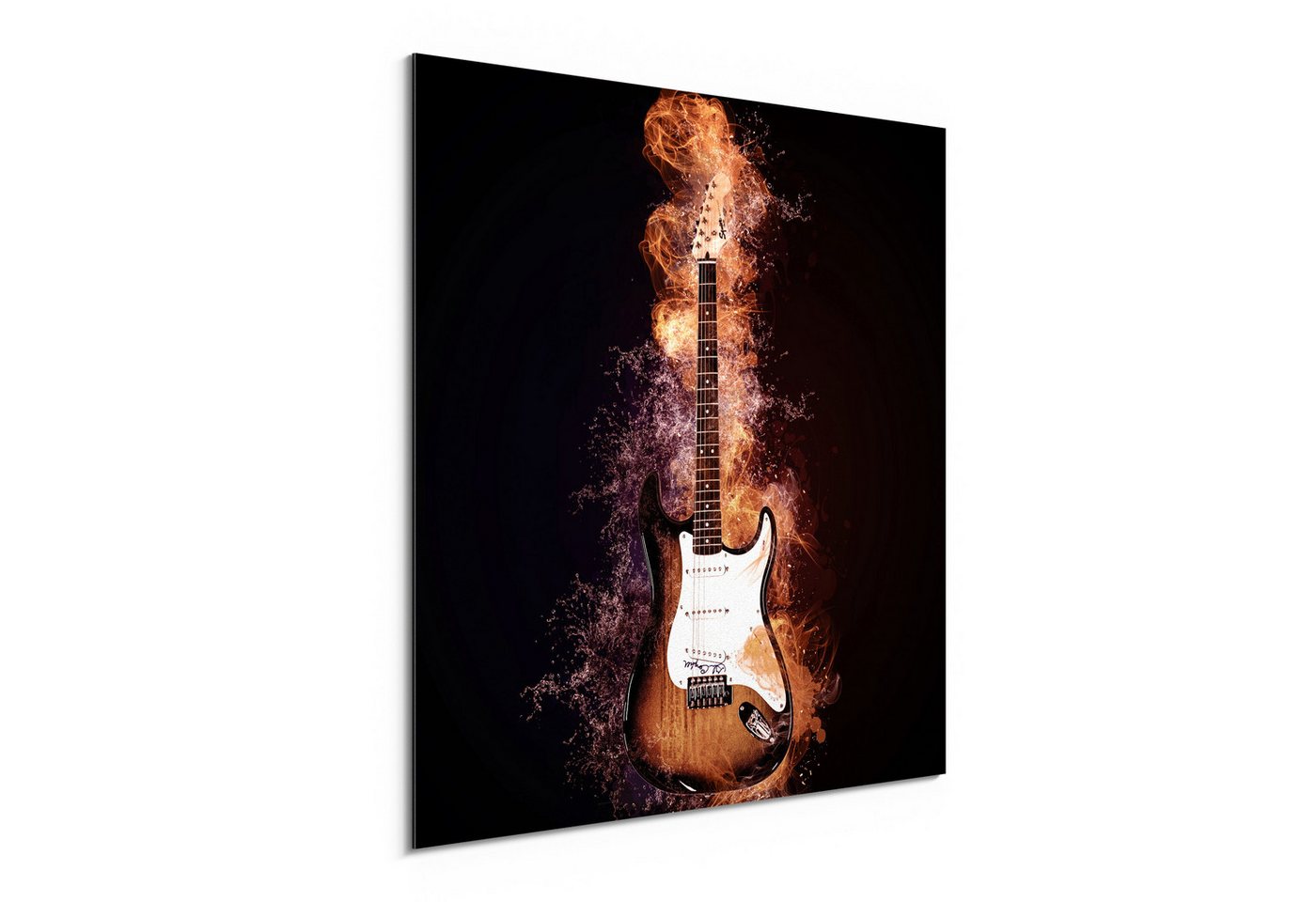 DEQORI Metallbild 'Brennende E-Gitarre', Alu Dibond Bild Aluminium Aluverbundplatte Design Wandbild Aludibond DEQORI Metallbild 'Brennende E-Gitarre', Alu Dibond Bild Aluminium Aluverbundplatte Design Wandbild Aludibond von DEQORI