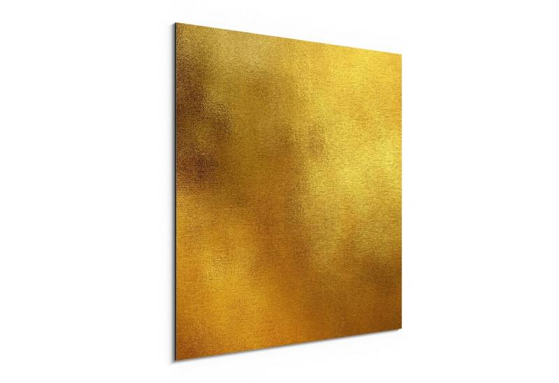 DEQORI Metallbild 'Der Goldschimmer', Alu Dibond Bild Aluminium Aluverbundplatte Design Wandbild Aludibond von DEQORI