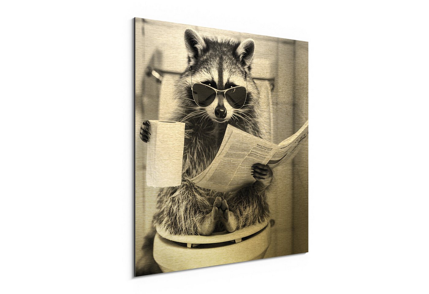 DEQORI Metallbild 'Der Klo-Kommandant', Alu Dibond Bild Aluminium Aluverbundplatte Design Wandbild Aludibond DEQORI Metallbild 'Der Klo-Kommandant', Alu Dibond Bild Aluminium Aluverbundplatte Design Wandbild Aludibond von DEQORI