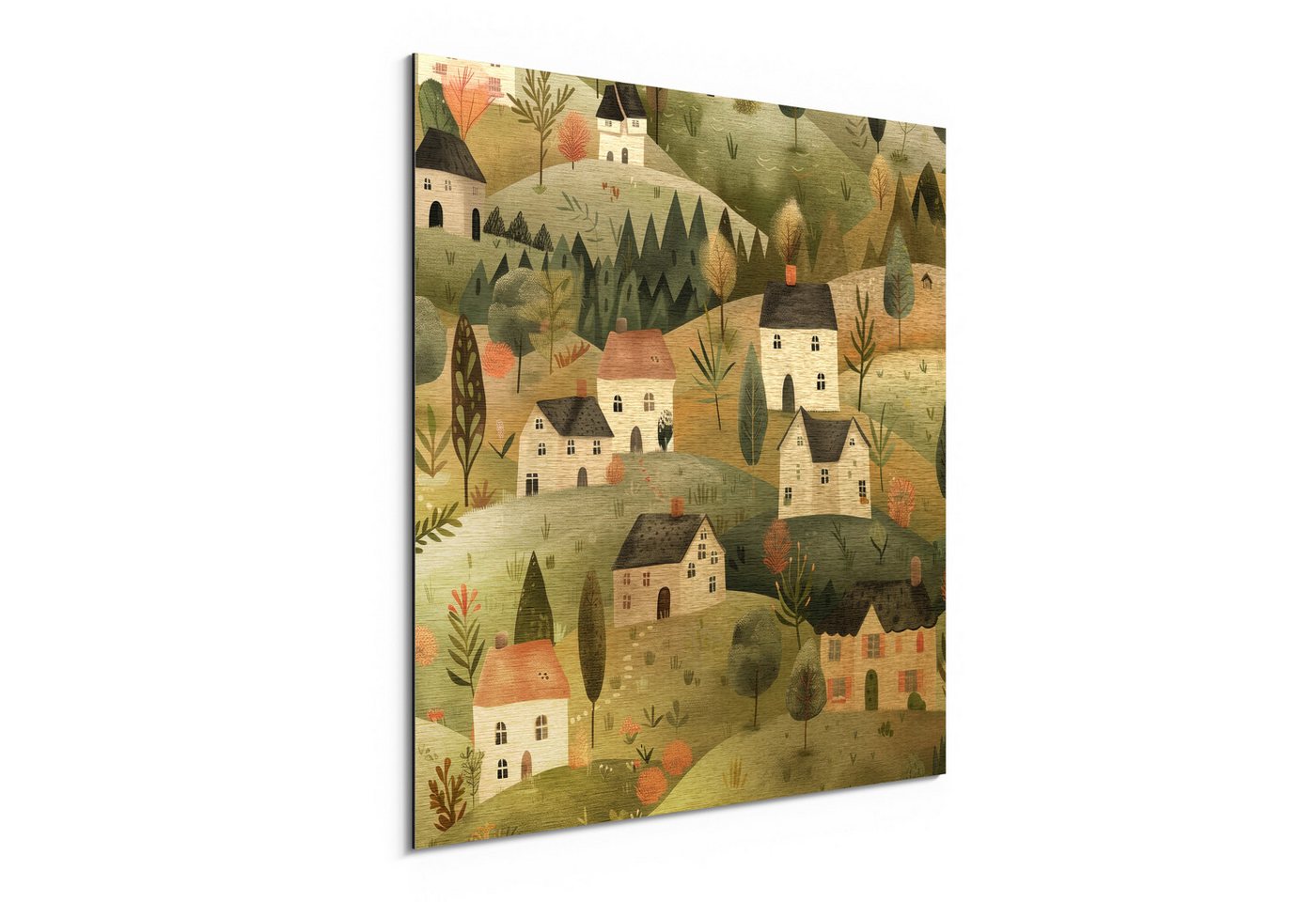 DEQORI Metallbild 'Dorfidylle im Herbstlicht', Alu Dibond Bild Aluminium Aluverbundplatte Design Wandbild Aludibond DEQORI Metallbild 'Dorfidylle im Herbstlicht', Alu Dibond Bild Aluminium Aluverbundplatte Design Wandbild Aludibond von DEQORI