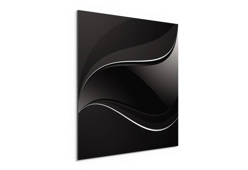 DEQORI Metallbild 'Dunkle Wellengrafik', Alu Dibond Bild Aluminium Aluverbundplatte Design Wandbild Aludibond von DEQORI
