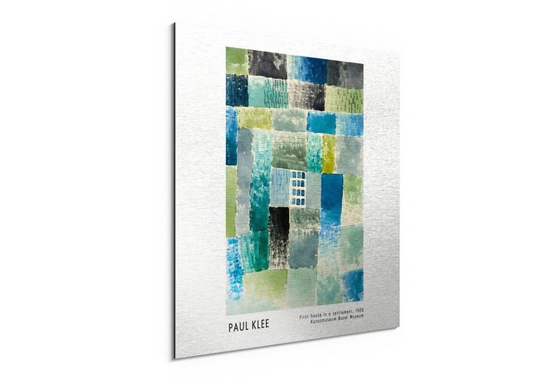 DEQORI Metallbild 'Erstes Haus der Siedlung', Alu Dibond Bild Aluminium Aluverbundplatte Design Wandbild Aludibond DEQORI Metallbild 'Erstes Haus der Siedlung', Alu Dibond Bild Aluminium Aluverbundplatte Design Wandbild Aludibond von DEQORI