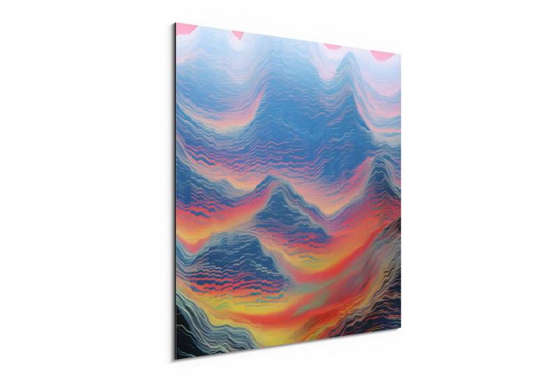 DEQORI Metallbild 'Farbflut im Gebirge', Alu Dibond Bild Aluminium Aluverbundplatte Design Wandbild Aludibond von DEQORI