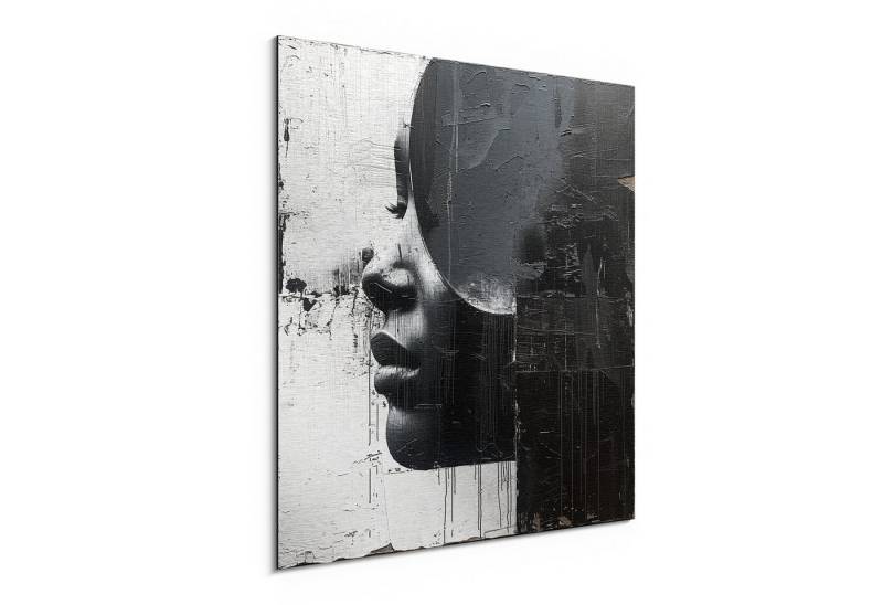 DEQORI Metallbild 'Fragmentierte Stille', Alu Dibond Bild Aluminium Aluverbundplatte Design Wandbild Aludibond von DEQORI