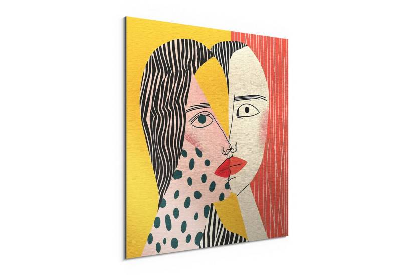 DEQORI Metallbild 'Geometrie der Gefühle', Alu Dibond Bild Aluminium Aluverbundplatte Design Wandbild Aludibond von DEQORI