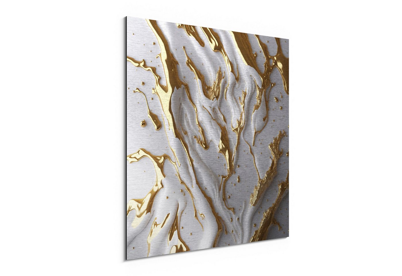 DEQORI Metallbild 'Goldene Fließkraft', Alu Dibond Bild Aluminium Aluverbundplatte Design Wandbild Aludibond DEQORI Metallbild 'Goldene Fließkraft', Alu Dibond Bild Aluminium Aluverbundplatte Design Wandbild Aludibond von DEQORI