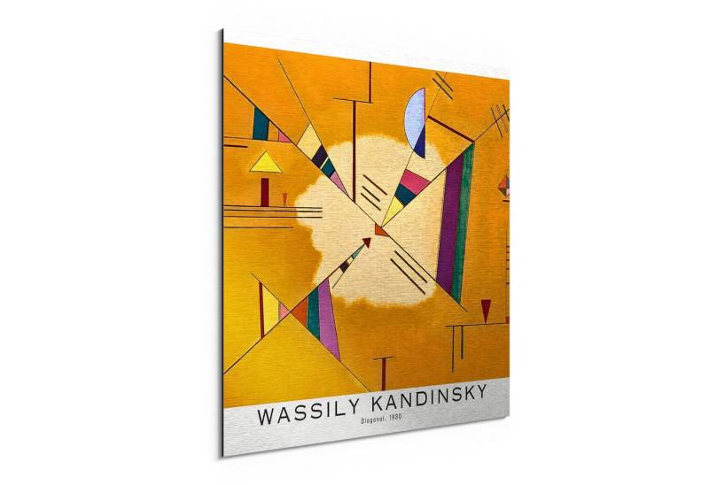 DEQORI Metallbild 'Kandinskys Diagonal', Alu Dibond Bild Aluminium Aluverbundplatte Design Wandbild Aludibond von DEQORI