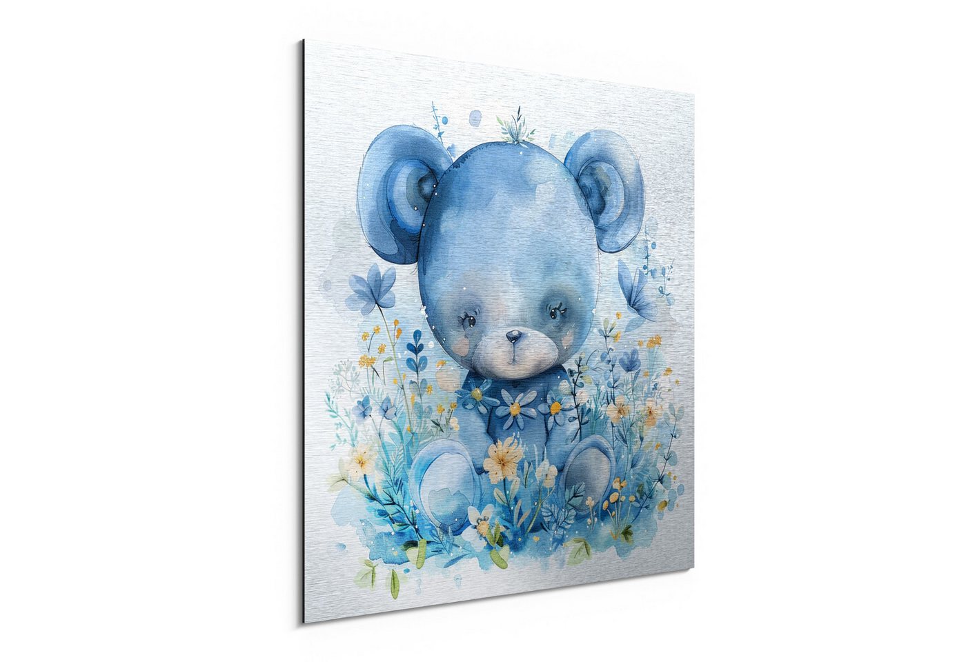 DEQORI Metallbild 'Kleiner Blütenbär', Alu Dibond Bild Aluminium Aluverbundplatte Design Wandbild Aludibond DEQORI Metallbild 'Kleiner Blütenbär', Alu Dibond Bild Aluminium Aluverbundplatte Design Wandbild Aludibond von DEQORI
