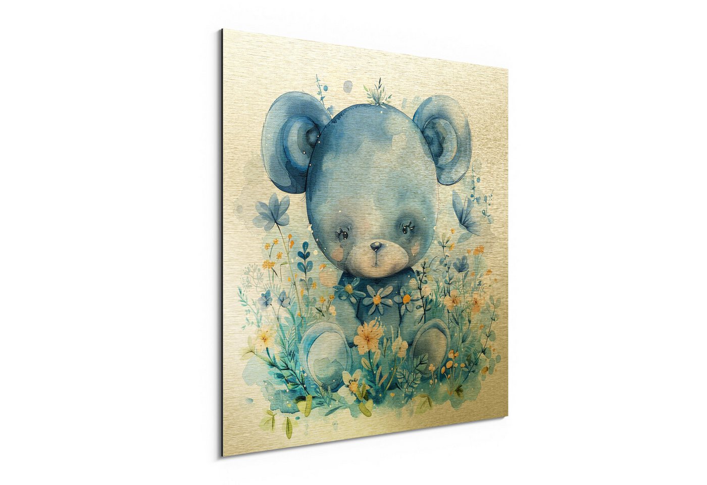 DEQORI Metallbild 'Kleiner Blütenbär', Alu Dibond Bild Aluminium Aluverbundplatte Design Wandbild Aludibond DEQORI Metallbild 'Kleiner Blütenbär', Alu Dibond Bild Aluminium Aluverbundplatte Design Wandbild Aludibond von DEQORI