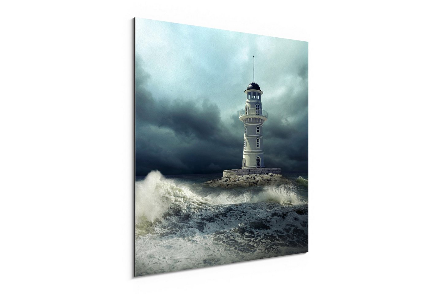 DEQORI Metallbild 'Leuchtturm im Sturm', Alu Dibond Bild Aluminium Aluverbundplatte Design Wandbild Aludibond DEQORI Metallbild 'Leuchtturm im Sturm', Alu Dibond Bild Aluminium Aluverbundplatte Design Wandbild Aludibond von DEQORI