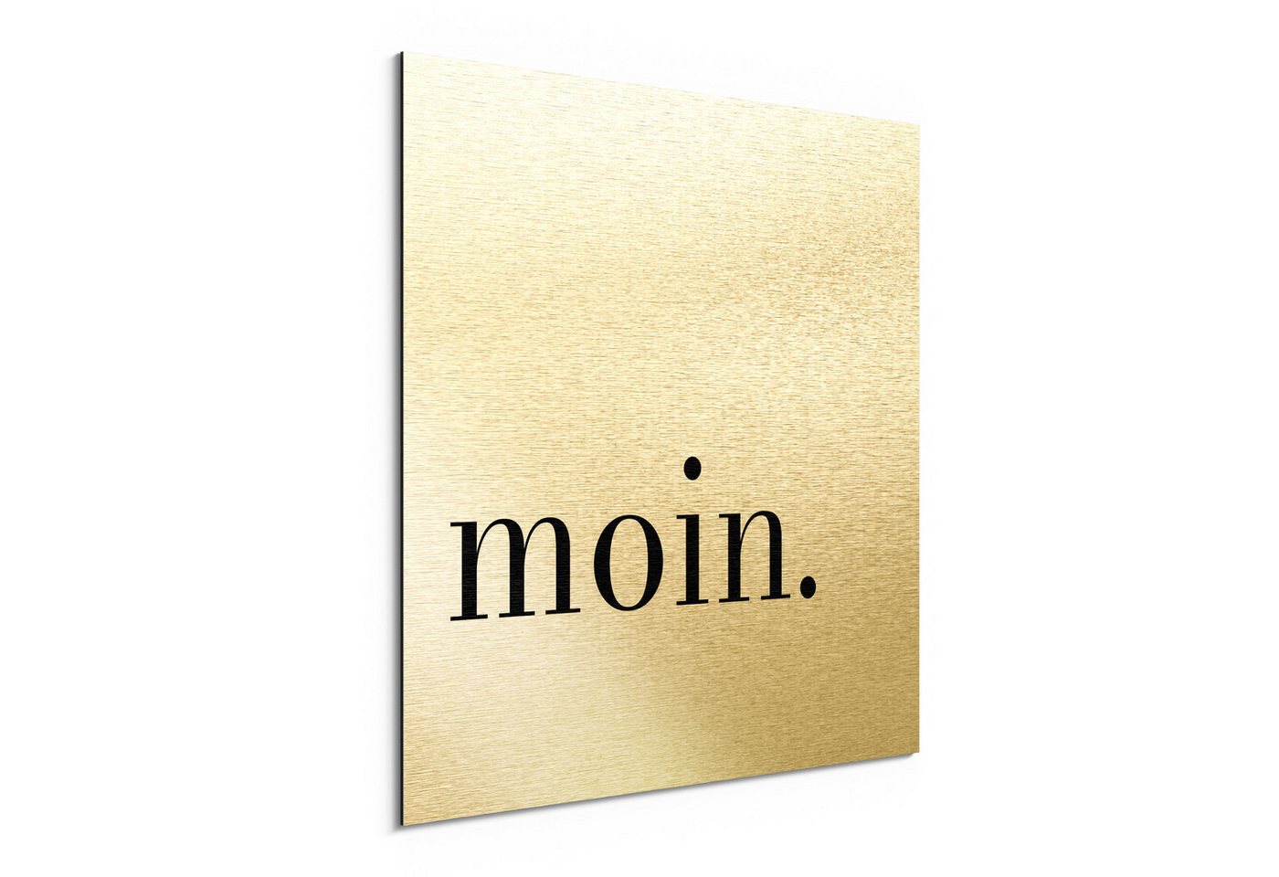 DEQORI Metallbild 'Moin - Schriftzug', Alu Dibond Bild Aluminium Aluverbundplatte Design Wandbild Aludibond DEQORI Metallbild 'Moin - Schriftzug', Alu Dibond Bild Aluminium Aluverbundplatte Design Wandbild Aludibond von DEQORI