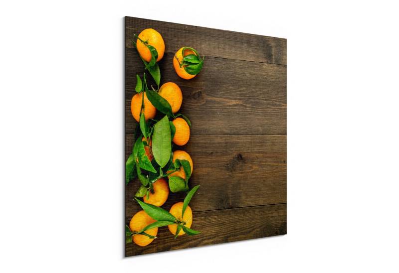 DEQORI Metallbild 'Orangen auf Holzbrettern', Alu Dibond Bild Aluminium Aluverbundplatte Design Wandbild Aludibond DEQORI Metallbild 'Orangen auf Holzbrettern', Alu Dibond Bild Aluminium Aluverbundplatte Design Wandbild Aludibond von DEQORI