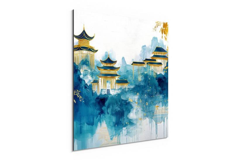 DEQORI Metallbild 'Pagoden im Nebelglanz', Alu Dibond Bild Aluminium Aluverbundplatte Design Wandbild Aludibond DEQORI Metallbild 'Pagoden im Nebelglanz', Alu Dibond Bild Aluminium Aluverbundplatte Design Wandbild Aludibond von DEQORI