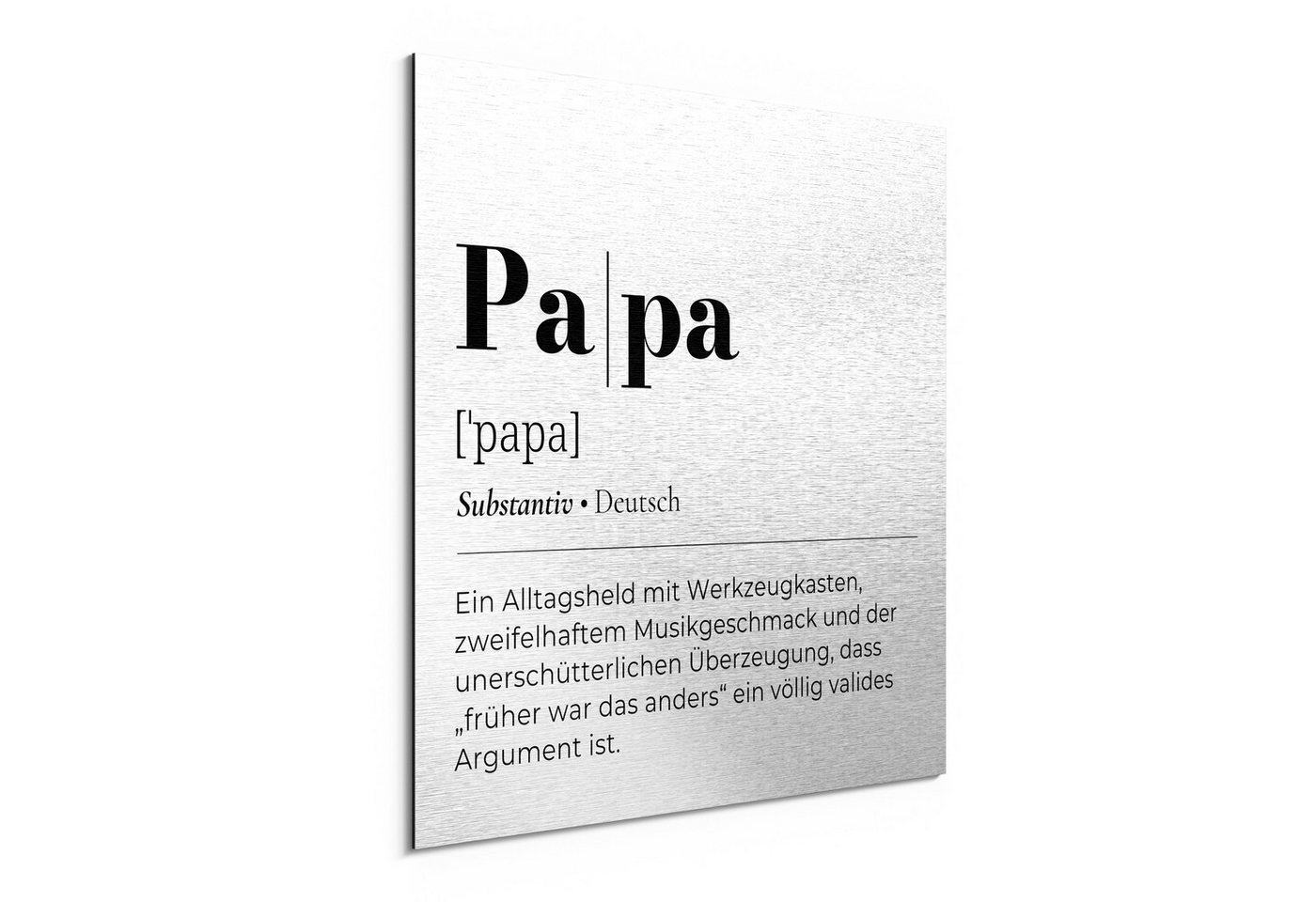 DEQORI Metallbild 'Papa - Definition', Alu Dibond Bild Aluminium Aluverbundplatte Design Wandbild Aludibond DEQORI Metallbild 'Papa - Definition', Alu Dibond Bild Aluminium Aluverbundplatte Design Wandbild Aludibond von DEQORI