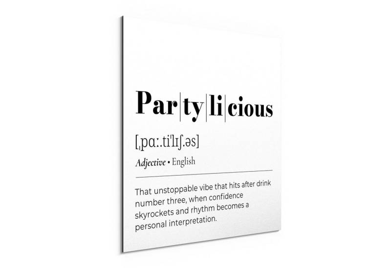 DEQORI Metallbild 'Partylicious - Definition', Alu Dibond Bild Aluminium Aluverbundplatte Design Wandbild Aludibond von DEQORI