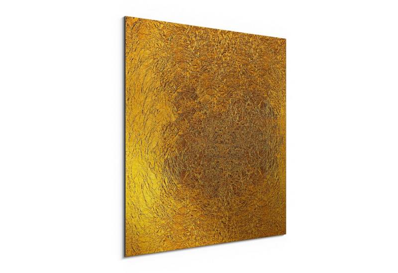 DEQORI Metallbild 'Relief in Goldoptik', Alu Dibond Bild Aluminium Aluverbundplatte Design Wandbild Aludibond von DEQORI
