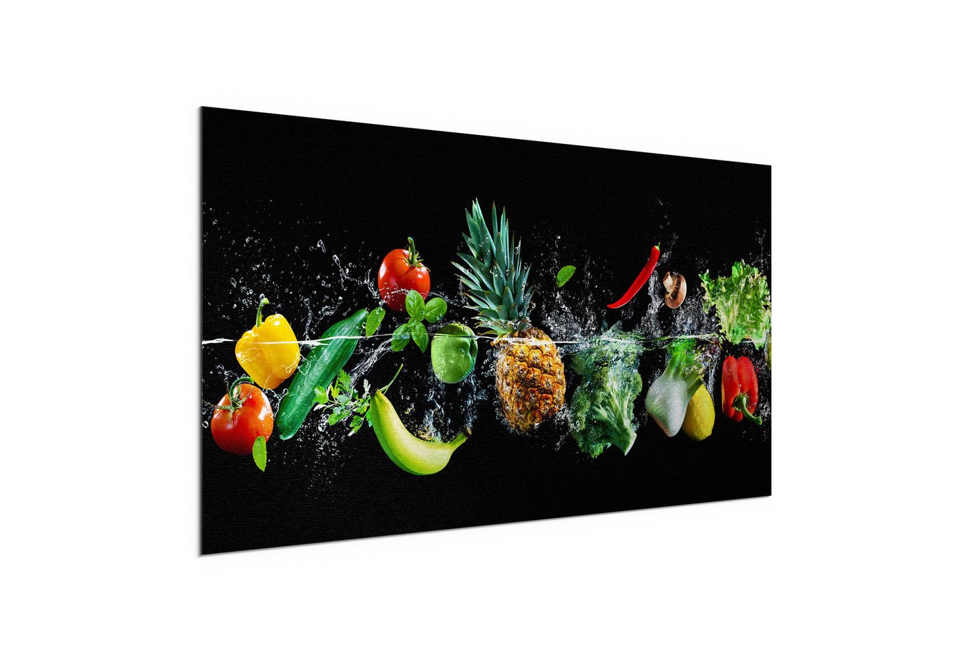 DEQORI Metallbild 'Sauberes Obst und Gemüse', Alu Dibond Bild Aluminium Aluverbundplatte Design Wandbild Aludibond DEQORI Metallbild 'Sauberes Obst und Gemüse', Alu Dibond Bild Aluminium Aluverbundplatte Design Wandbild Aludibond von DEQORI