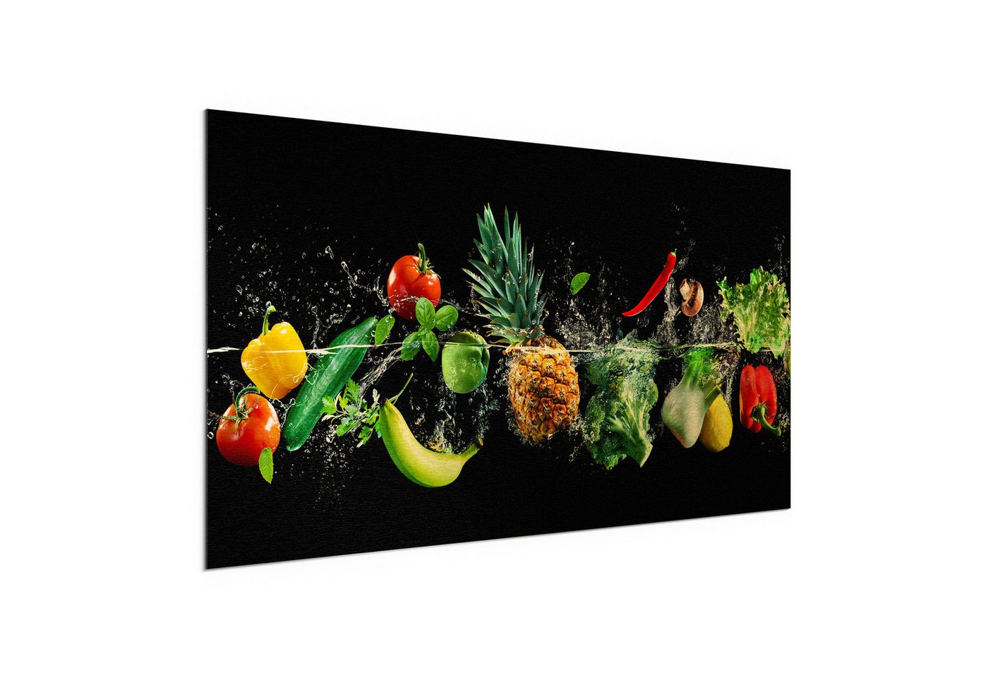 DEQORI Metallbild 'Sauberes Obst und Gemüse', Alu Dibond Bild Aluminium Aluverbundplatte Design Wandbild Aludibond DEQORI Metallbild 'Sauberes Obst und Gemüse', Alu Dibond Bild Aluminium Aluverbundplatte Design Wandbild Aludibond von DEQORI