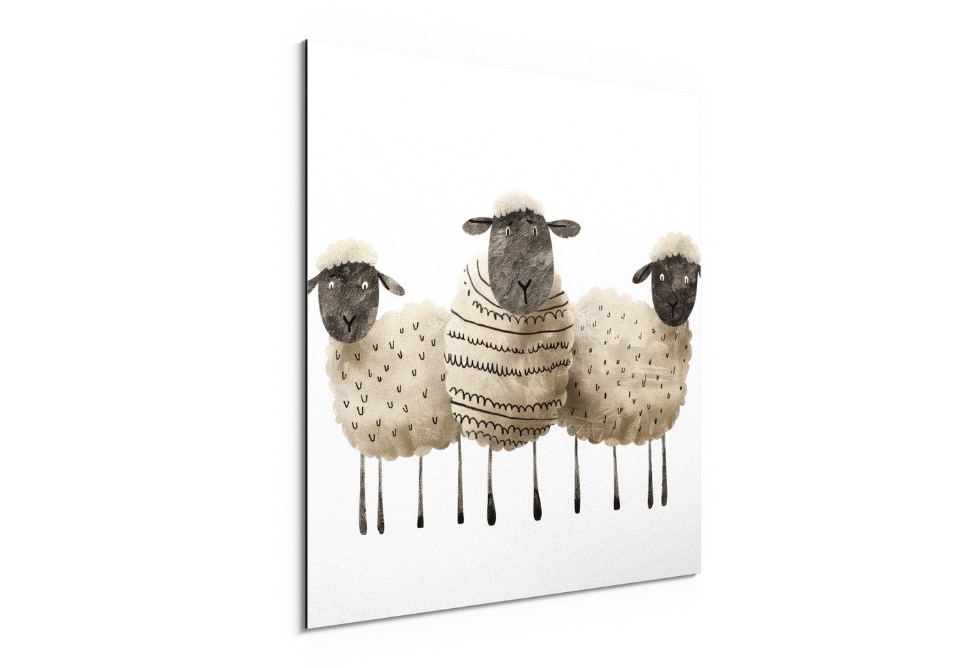 DEQORI Metallbild 'Schafe Modeikone', Alu Dibond Bild Aluminium Aluverbundplatte Design Wandbild Aludibond DEQORI Metallbild 'Schafe Modeikone', Alu Dibond Bild Aluminium Aluverbundplatte Design Wandbild Aludibond von DEQORI