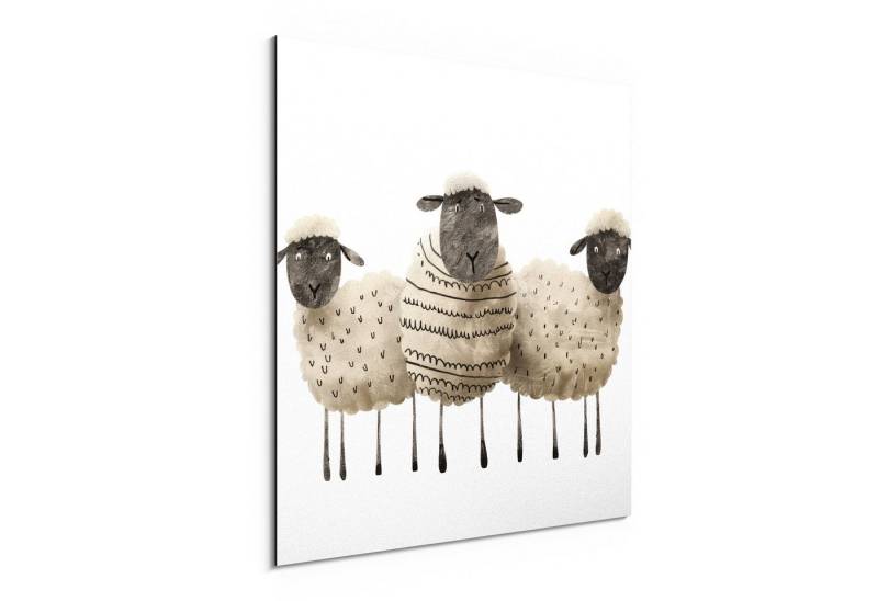 DEQORI Metallbild 'Schafe Modeikone', Alu Dibond Bild Aluminium Aluverbundplatte Design Wandbild Aludibond DEQORI Metallbild 'Schafe Modeikone', Alu Dibond Bild Aluminium Aluverbundplatte Design Wandbild Aludibond von DEQORI