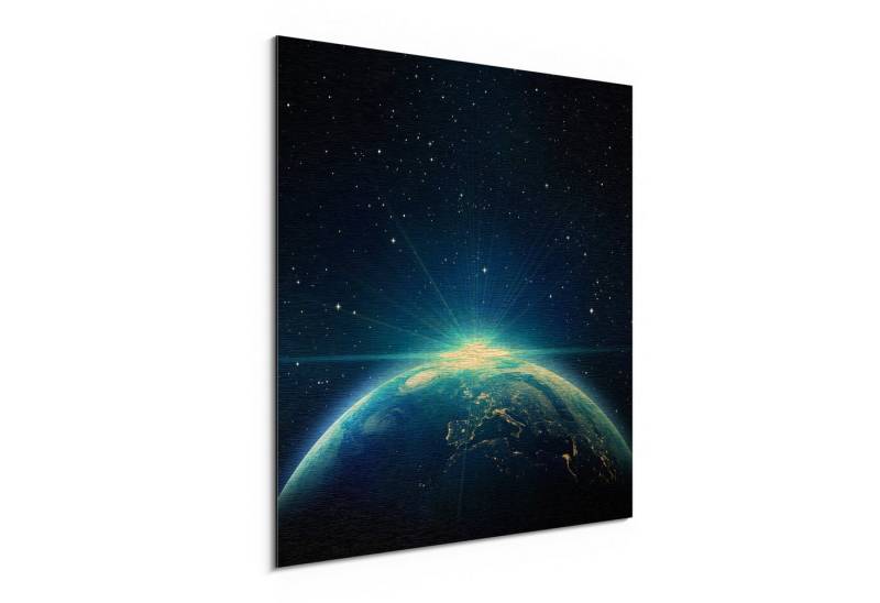 DEQORI Metallbild 'Sonnenaufgang im All', Alu Dibond Bild Aluminium Aluverbundplatte Design Wandbild Aludibond von DEQORI