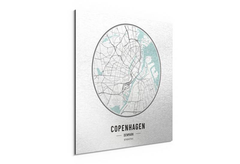 DEQORI Metallbild 'Stadtplan Copenhagen', Alu Dibond Bild Aluminium Aluverbundplatte Design Wandbild Aludibond DEQORI Metallbild 'Stadtplan Copenhagen', Alu Dibond Bild Aluminium Aluverbundplatte Design Wandbild Aludibond von DEQORI