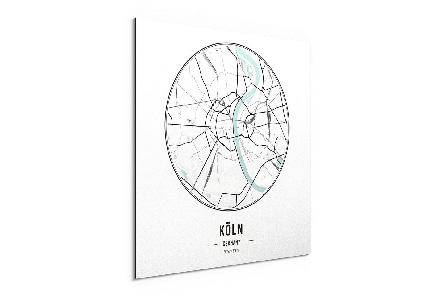 DEQORI Metallbild 'Stadtplan Köln', Alu Dibond Bild Aluminium Aluverbundplatte Design Wandbild Aludibond DEQORI Metallbild 'Stadtplan Köln', Alu Dibond Bild Aluminium Aluverbundplatte Design Wandbild Aludibond von DEQORI